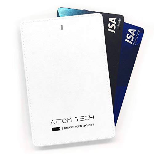 Attom Tech 2500mAh 파워 뱅크 미니 백업 배터리 팩 울트라 슬림 포켓 크기 얇은 외부 전화 배터리 팩 비상 전화 전원 빌트인 충전 케이블 Android Micro USB Apple (WHT)