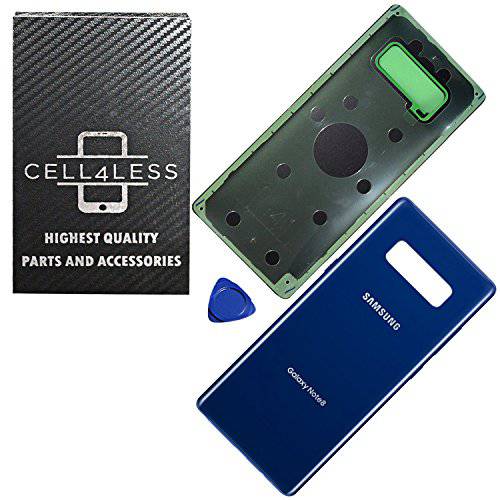 CELL4LESS 호환가능한 후면 글래스 배터리 도어 커버 하우징 with 접착제 교체용 for 삼성 갤럭시 노트 8 - Any 케리어 - N950 - ( 블루)