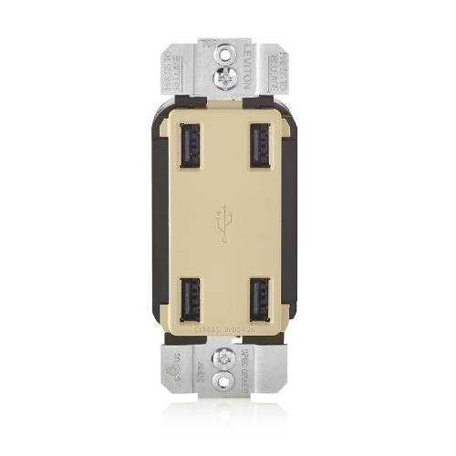 Leviton USB4P-I 4.2-Amp 고속 4-Port USB 충전, 아이보리