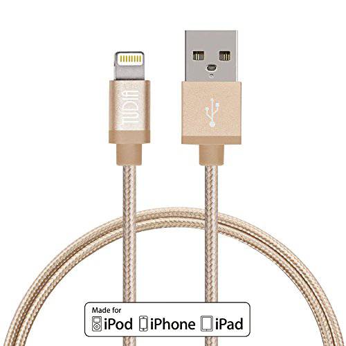 TUDIA 3ft Nylon Braided USB 케이블 with 라이트닝 커넥터 [애플 MFi 인증된] for 아이폰 6/ 6 플러스, 아이패드 에어 2 and More (골드)