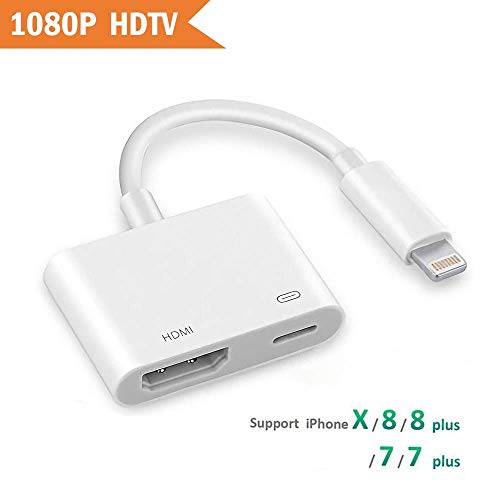 HDMI 어댑터에 조명, HD TV 모니터 용 조명 충전 포트가있는 모델 프로젝터 1080P 모니터 프로젝터 지원 iOS 11 iOS 12, 전화, 패드, 포드 (흰색)