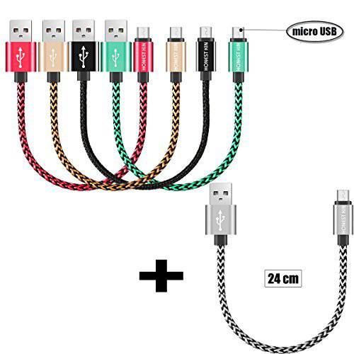 Short 미니 USB Cables [1 ft 5 Pack] Nylon Braided, Honest kin 고속 USB 안드로이드 충전 케이블 for 파워 뱅크 and 안드로이드 휴대폰 as 삼성, HTC, LG