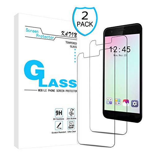 KATIN LG K30 화면보호필름, 액정보호필름 - [2-Pack] for LG K30/ LG K10 2018 강화유리 No-Bubble, 9H 강도, 간편 to Install