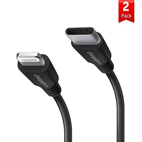 ChargeWorx USB C to 라이트닝 케이블, 3ft (2-Pack), 애플 MFi 인증된, support 파워 Delivery for 아이폰 11/ 11 프로/ X/ Xs/ XR/ XS 맥스/ 8/ 8 플러스 아이패드, 충전 and 동기화 (for 사용 with 타입 C Chargers)-Black