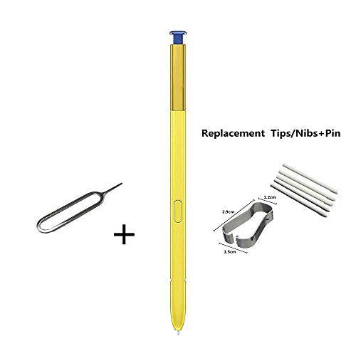 BSDTECH  갤럭시 노트 9 Pen（No 블루투스）, 스타일러스 터치 S 펜 교체용 for 삼성 갤럭시 노트 9 팁/ 펜촉+ Eject 핀 (옐로우)