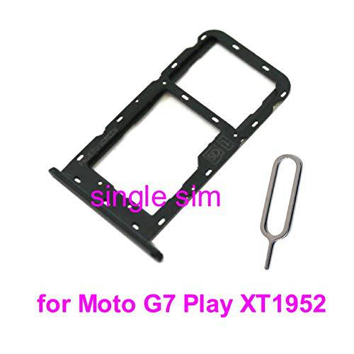 PHONSUN Single SIM 카드 SD 카드 트레이 for 모토로라 Moto G7 Play/ T-Mobile Revvlry XT1952 (Black)