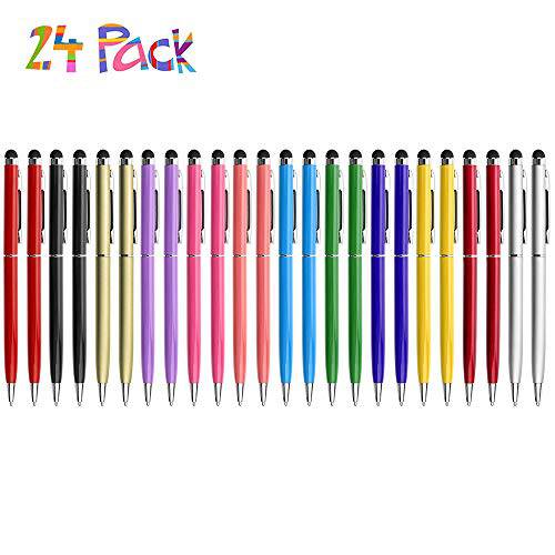24 Pack 스타일러스펜, 터치펜 innhom  스타일러스펜, 터치펜S for 터치 스크린 스타일러스 for 아이패드 아이폰 태블릿 삼성 and Black Ink Ballpoint Pens-2 in 1 Stylists Pens,펜