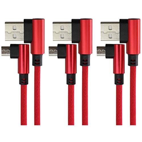 AAOTOKK (1m/ 3ft) 90 도 Micro USB 케이블 직각 USB 2.0 A Male to Micro Male Fast 동기화&  충전 케이블 for 안드로이드, 삼성, LG, Huawei,  스마트폰& More(Red/ 3-Pack)