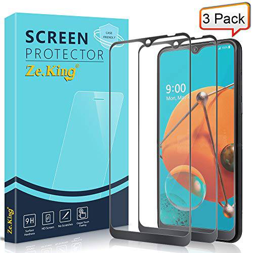 Zeking [3-Pack] LG K51/ LG Q51 풀 Coverage 강화유리 화면보호필름, 액정보호필름, 9H 강도 [3D Touch][Case 친화적] [Anti Scratch][Anti-Fingerprint] 기포 방지