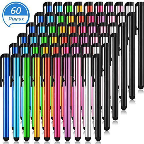 60 개 스타일러스 Pens,펜 슬림 정전식 스타일러스 터치 Pens,펜 for 범용 터치 스크린 디바이스, 호환가능한 with 아이폰, 아이패드, 태블릿,태블릿PC (10 컬러)
