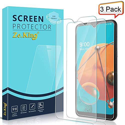 Zeking [3-Pack] LG K51 강화유리 화면보호필름, 액정보호필름, LG Q51 화면보호필름, 액정보호필름, 9H 강도 [3D Touch][Case 친화적] [Anti Scratch][Anti-Fingerprint] 기포 방지