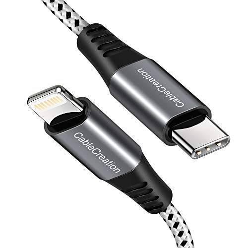 CableCreation Short 1FT USB C to 라이트닝 케이블, [MFi 인증된] 듀러블 Braided 타입 C to 아이폰 고속 충전 케이블 for 아이폰 11/ 11 프로/ X/ Xs/ 8 플러스/ 아이패드/ 에어팟 프로, 지원 파워 Delivery