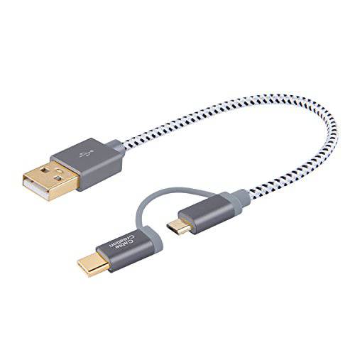 2 in 1 USB C 케이블, CableCreation 0.8ft Micro USB+ USB C to USB A 고속 충전 케이블 Braided, 호환가능한 with Sumsang 노트 8, Pixel XL,  안드로이드&  USB-C 디바이스, 0.25 M/ 공간 그레이 알루미늄 케이스