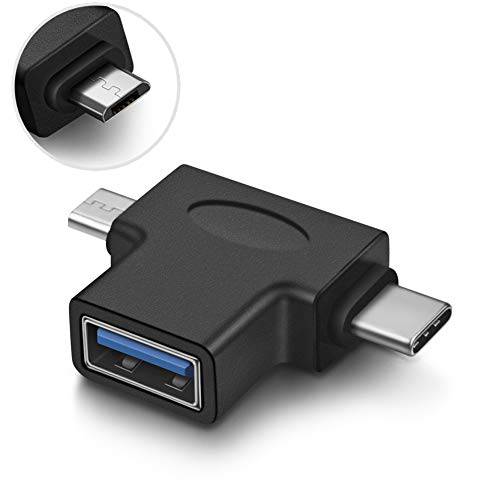 2 in 1 OTG 컨버터 USB 3.0 to Micro USB and 타입 C 어댑터 USB3.0 Female to Micro USB Male and USB C Male 커넥터 (2 Pack)