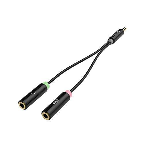 Sabrent 3.5mm 헤드폰,헤드셋 분배기 어댑터 케이블 for 헤드셋 with Separate 헤드폰/ 마이크,마이크로폰 Plugs (CB-AUHM)