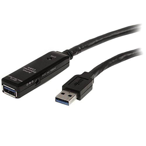 StarTech .com 32.8 ft 액티브 USB 3.0 연장 케이블 AC 파워 어댑터 - 보호처리된 - Male to Female USB USB 3.1 세대 1 타입 A (5Gbps) 확장기 (USB3AAEXT10M), 블랙