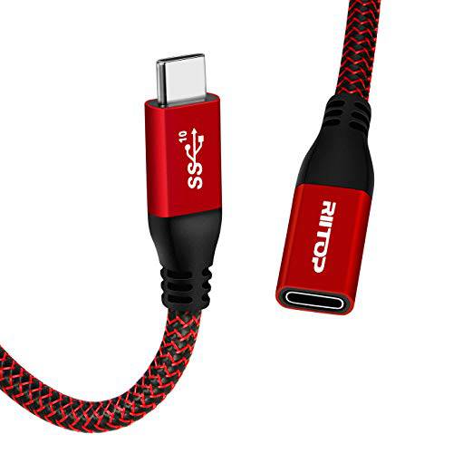 RIITOP USB C 연장 케이블 6Ft, USB 3.1 Type-C (Gen2) 10Gbps Male to Female 케이블 지원 충전& Data for 닌텐도스위치, 맥북 프로, Dell XPS