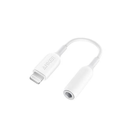 Anker 3.5mm 오디오 어댑터 with 라이트닝 커넥터, MFi 인증된 라이트닝 to Female 3.5mm 동글, support 볼륨 컨트롤 and 마이크 for 헤드폰,헤드셋, 이어폰, 이어폰,이어버드, and More.