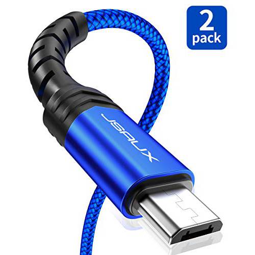 마이크로 USB 케이블 안드로이드 충전 JSAUX 2-Pack 6.6FT 마이크로 USB 안드로이드 충전 케이블 나일론 Braided 케이블 호환가능한 갤럭시 S7 S6 J7 엣지 노트 5 Kindle. MP3 and More-Blue with