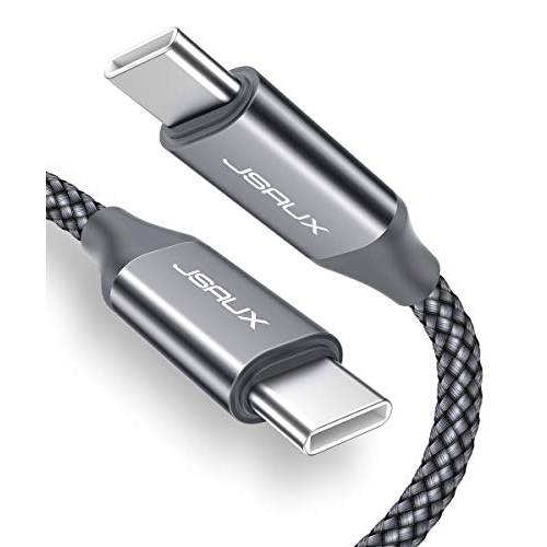 USB C to USB C 60W 케이블 JSAUX[2-Pack 6.6ft] USB Type C 충전 케이블 호환가능한 삼성 갤럭시 S20 울트라 노트 10 맥북 에어 프로 13’’ 아이패드 프로 2020 2018 구글 픽셀 2 3 4 XL etc-Grey with