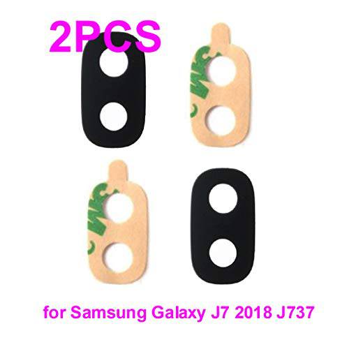PHONSUN  리어 카메라 렌즈 글래스 with 접착 for 삼성 갤럭시 J7 2018 J737T J737A J737P J737V J737R4 J737 블랙 (팩 of 2)