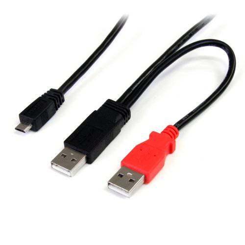 StarTech.com 1 ft USB Y 케이블 for 외장 하드디스크 - 듀얼 USB A to Micro B (USB2HAUBY1)