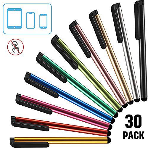 30 개 스타일러스 Pens,펜 정전식 슬림 스타일러스 Pens,펜 for 범용 터치 스크린 디바이스, 호환가능한 with 아이폰, 아이패드, 태블릿,태블릿PC (10 컬러)