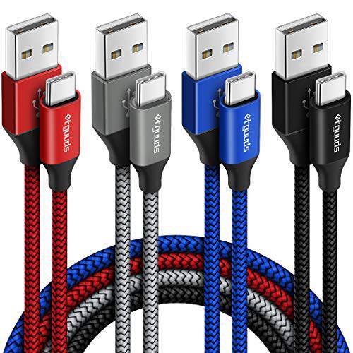 USB 타입 C 케이블 3A 고속 충전 [4-Pack, 6ft], etguuds Nylon Braided USB A to C 충전 케이블 for 삼성 갤럭시 S20 S10 S9 S8 플러스 S10E, 노트 10 9 8, A10e A20 A51 A71, Moto G8 G7 G6, LG G8