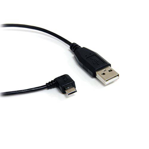 StarTech.com 6 ft. 1.8 M 직각 마이크로 USB 케이블 - USB 2.0 a to 직각 Micro B - 블랙 - 마이크로 USB 케이블 UUSBHAUB6RA