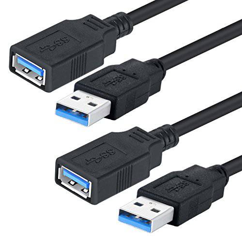 Pasow 2 Pack USB 3.0 연장 케이블 SuperSpeed 타입 A Male to Female 확장기 케이블 (1.5FT)