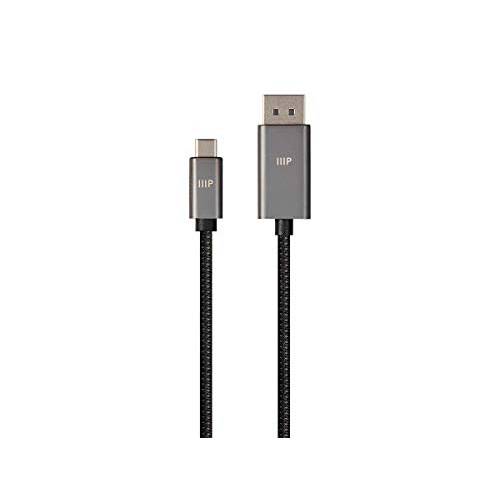 Monoprice  선택형 USB Type-C to DisplayPort,DP 케이블 - 6 Feet - 블랙, 4K@60Hz, 간편 Plug and Play, Nylon-Braided 케이스, 모델 넘버: 139240
