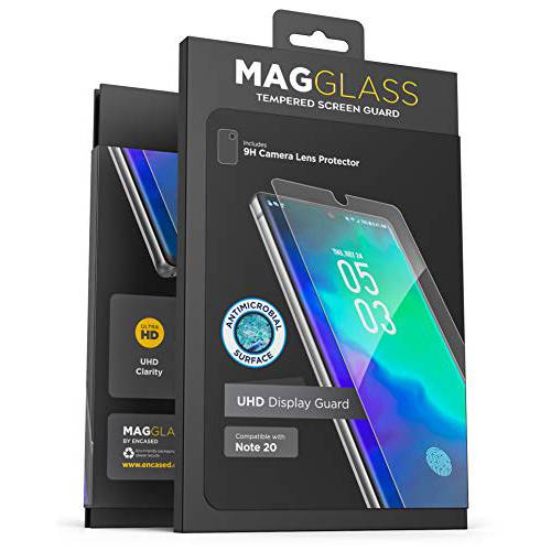 Magglass 갤럭시 노트 20 강화유리 화면보호필름, 액정보호필름 w/ 지문인식 디스플레이 호환성 - Bubble-Free Anti 미생물 디스플레이 방지&  렌즈 보호 for 삼성 노트 20 (케이스 호환가능한)