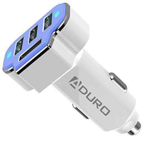 Aduro 4 Port 차량용 충전 USB 어댑터, 12V 고속 차량용 충전 USB 어댑터 파워 스테이션 5.2A/ 26W 출력 (블루)