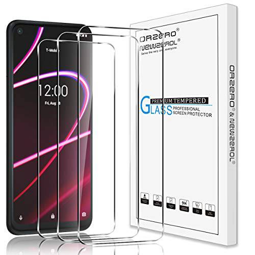 (3 팩) Orzero  호환가능한 T-Mobile Revvl 5G 강화유리 화면보호필름, 액정보호필름, 9 강도 HD Anti-Scratch (라이프타임 교체용)
