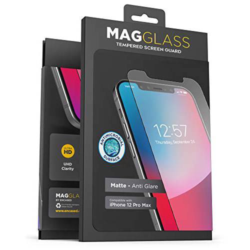 Magglass 아이폰 12 프로 맥스 매트 화면보호필름, 액정보호필름 (지문인식 방지) Bubble-Free 안티 글레어 강화유리 Anti-Microbial 디스플레이 가드 (케이스 호환가능한)