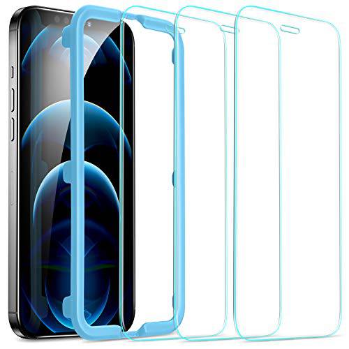 ESR Tempered-Glass 화면보호필름, 액정보호필름 아이폰 12 프로 맥스 [3-Pack] [간편 설치 프레임] [Case-Friendly] 프리미엄 강화유리 화면보호필름, 액정보호필름 아이폰 12 프로 맥스 2020, 6.7-Inch