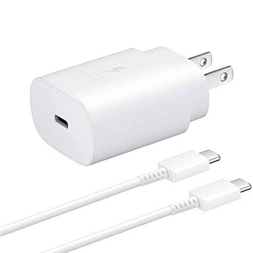 USB-C 슈퍼 고속충전 벽면 Charger-25W PD 충전 어댑터 Type-C Cable(5ft) 삼성 갤럭시 노트 20 울트라 Note10/ 10+ / S20 울트라/ S20 플러스/ S20 5G and S10/ 노트 10 Lite（White）