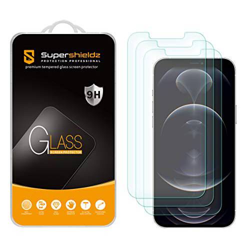 (3 팩) Supershieldz 아이폰 12 프로 맥스 (6.7 인치) 강화유리 화면보호필름, 액정보호필름, 안티 스크레치, 기포 프리