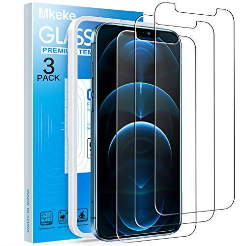 Mkeke  호환가능한 아이폰 12 프로 맥스 화면보호필름, 액정보호필름,  화면보호필름, 액정보호필름 아이폰 12 프로 맥스 6.7 인치 2020-3Pack
