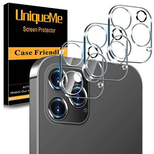 [ 3 팩] UniqueMe  카메라 렌즈 보호 호환가능한 아이폰 12 프로 6.1 (Not 아이폰 12) 강화 글래스, [케이스 친화적] [Ultra-Thin][Scratch-Resistant][Easy 설치]