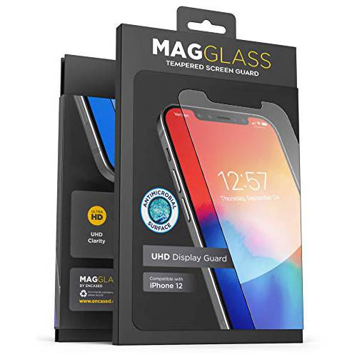 Magglass 호환가능한 아이폰 12 강화유리 화면보호필름, 액정보호필름 - 안티 기포 UHD 클리어 풀 커버리지 안티-미생물 디스플레이 가드 (케이스 호환가능한)