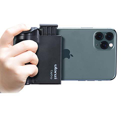 ULANZI 폰 삼각대 마운트 리모컨 휴대폰, 스마트폰 삼각대 어댑터 그립 홀더 탈착식 무선 셔터 아이폰 비디오 포토 촬영 (블랙)