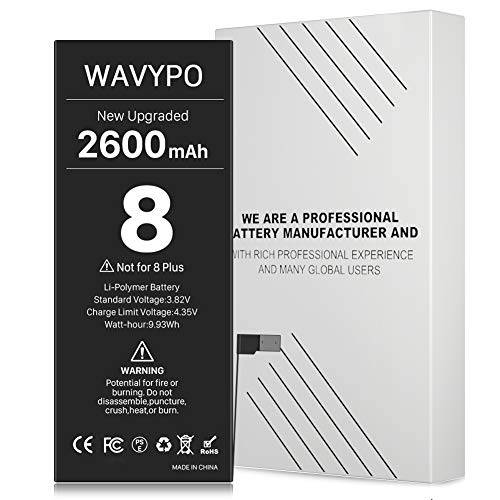 WAVYPO 2600mAh 배터리 아이폰 8 A1863 A1905 A1906 배터리 교체용, 업그레이드 하이 용량 New 0 싸이클 배터리 아이폰 8 스페어 배터리