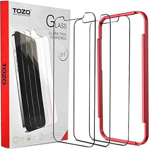 TOZO  호환가능한 아이폰 12 프로 맥스 화면보호필름, 액정보호필름 3 팩 프리미엄 강화유리 0.26mm 9H 강도 2.5D 필름 간편 6.7 인치
