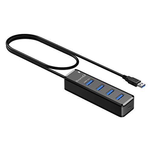 SmartQ H302 4-Port USB 3.0 허브 롱 케이블 39.4-inch Micro-B 충전 포트, 고속 데이터 전송 USB 허브, 호환가능한 윈도우 PC, Mac, 서피스 프로, 노트북, 프린터