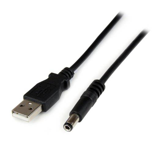 StarTech .com 1m USB to 타입 N 배럴 5V DC 파워 케이블 - USB A to 5.5mm DC - 1 미터 USB to 5.5mm DC 플러그 ( USB2TYPEN1M), 블랙