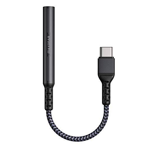 USB 타입 C to 3.5mm 어댑터, Maxonar  업그레이드된 USB-C 헤드폰 잭 동글, 24bit/ 96kHz 디지털 to 아날로그 Aux 오디오 컨버터, 변환기 갤럭시 S20 노트 20 10 S10 S9 아이패드 프로 픽셀 5 4 3 2 XL(Grey)
