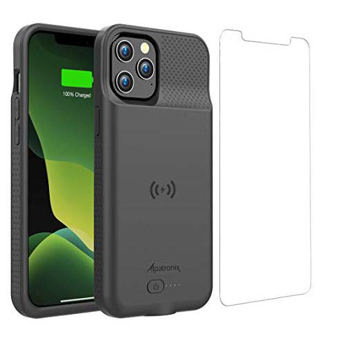 배터리 케이스 아이폰 12 프로 맥스, 6000mAh 슬림 휴대용 보호 Extended 충전기 커버 무선 충전 호환가능한 아이폰 12 프로 맥스 (6.7 인치) - BX12Pro 맥스 (매트 블랙)