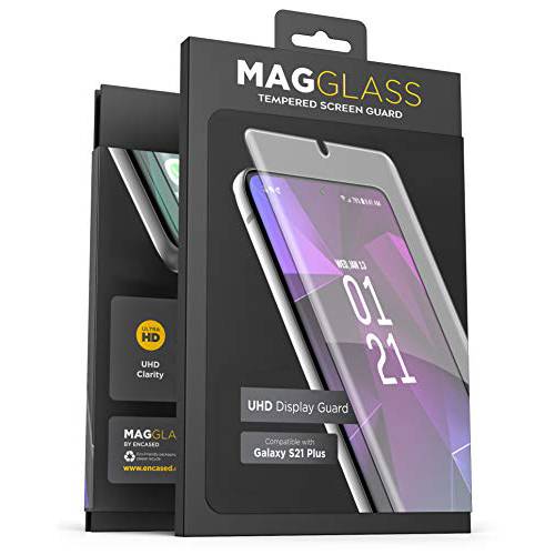 MagGlass 삼성 갤럭시 S21 플러스 강화유리 화면보호필름, 액정보호필름, Bubble-free UHD 크리스탈 클리어 스크린 가드, 지문인식 Enabled/ 케이스 호환가능한 (2021 출시)