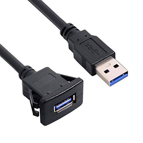 Cablecc 1m 방수 USB 3.0 연장 래치 마운트 자동차 AUX 케이블 대쉬보드 패널 (싱글 USB 3.0)